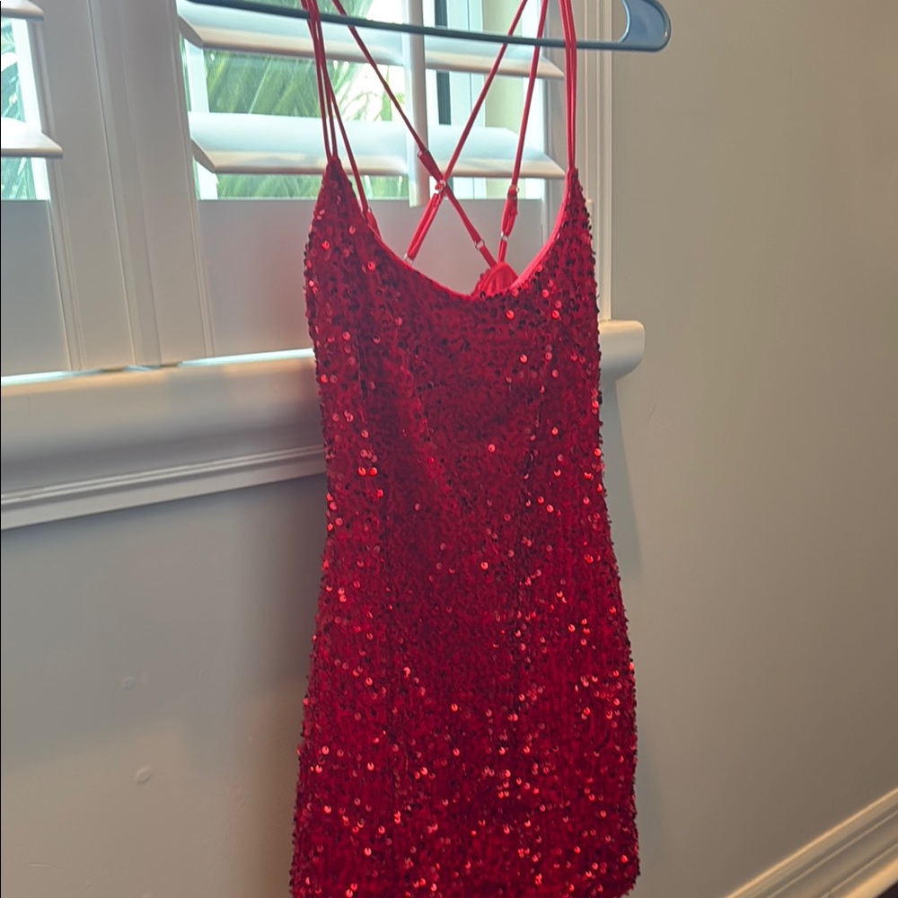 Red Sequin Strappy Dress